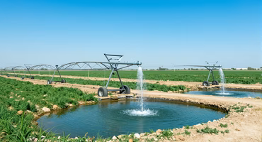 Closed-loop irrigation system with soil moisture sensors in arid farmland